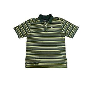 Men’s green under armour striped dress polo golf shirt